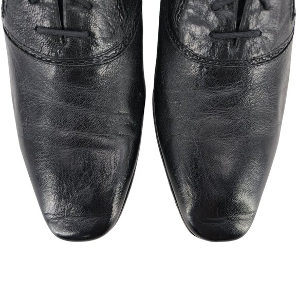 Bottega Veneta Italy Men 9.5 Black Leather Kidskin Dress Shoes Designer Oxfords - Picture 4 of 9